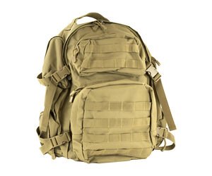 NcSTAR, Tactical Backpack, 18" x 12" x 6" Main Compartment, Nylon, Tan, Adjustable Shoulder Straps, Exterior PALS/ MOLLE Webbing, Hydration Bladder Compatible