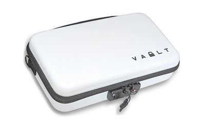 Vault Case, Case Secure, Velcro Flex Panels, Elastic Holders, Combination Style Locking Mechanism, 11"x6.5", Faux White Carbon Fiber Outer Shell, Includes Detachable Shoulder Strap